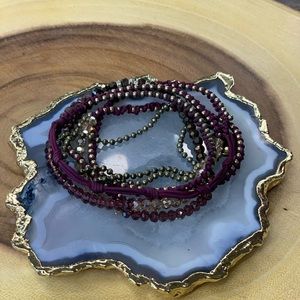 Gold and Plum Wrap Bracelet